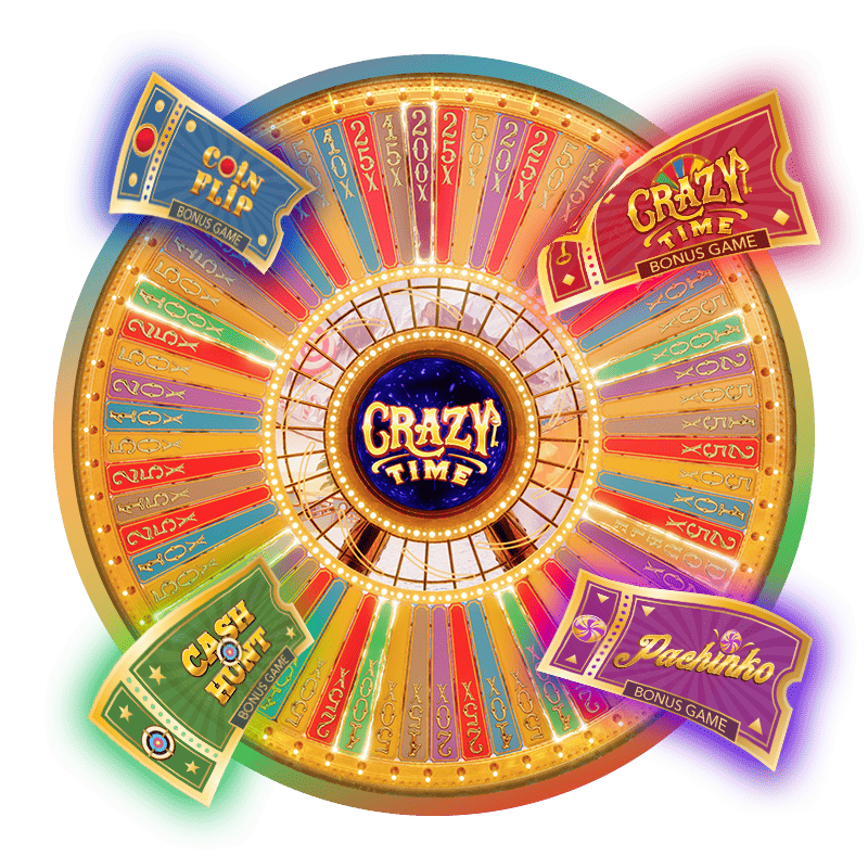 KX8 Crazy Time wheel preview in a neon-lit studio